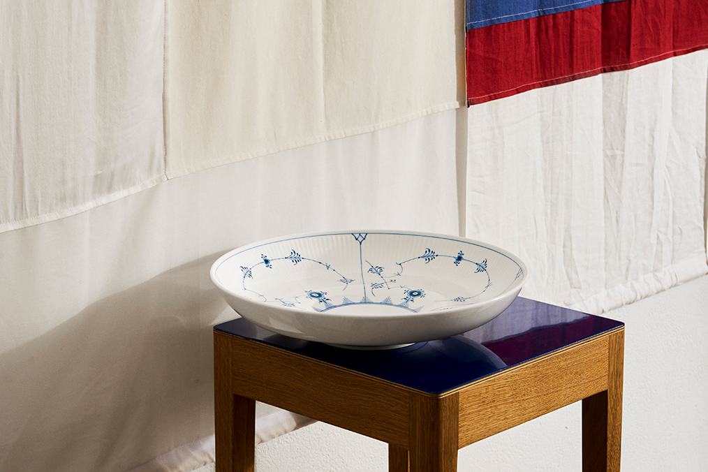 Blue Fluted Plain Bowl on a stool
